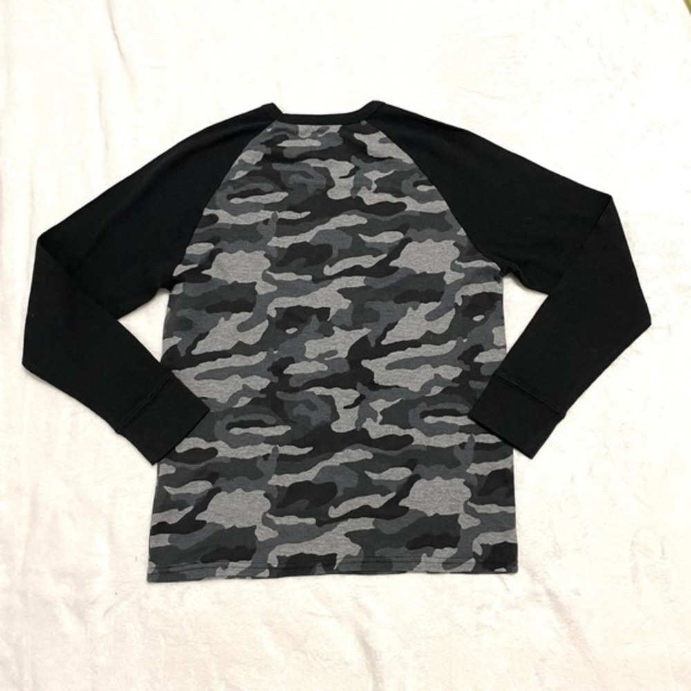 The Children's Place Camo Raglan Long Sleeve Top Gray Black Size Large 10-12